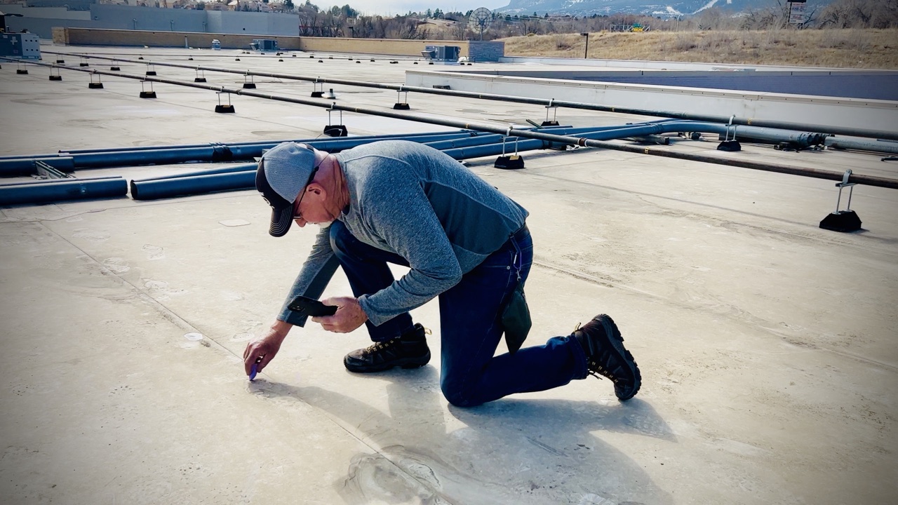 MAX4 forensic roof inspection in progress on a commercial roof